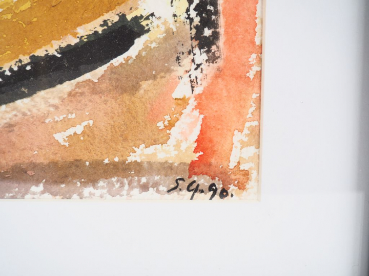 Stephen GILBERT. "Composition". Suite de deux aquarelles signées et da