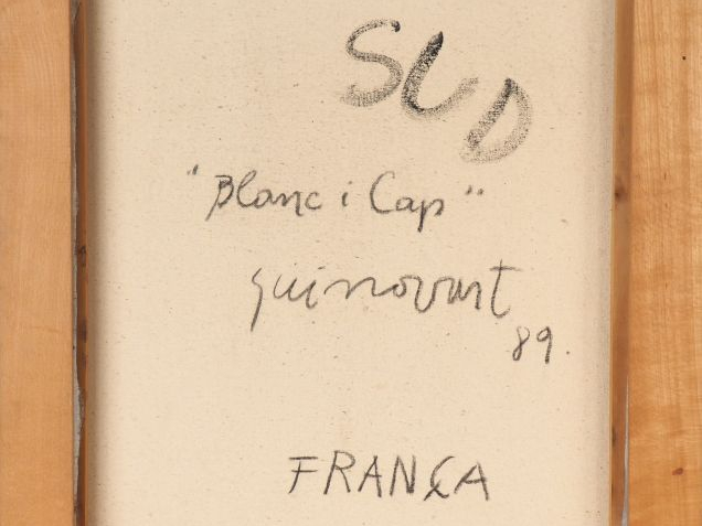 Josep GUINOVART. "Blanc i cap". Technique mixte sur toile, signée et d