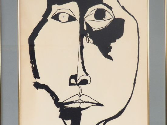 Oswaldo GUAYASAMIN. "Portrait de femme". Lithographie signée en bas à 
