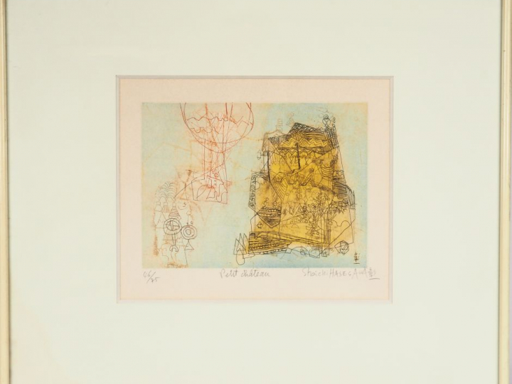 Shoichi HASEGAWA. "Petit château". Lithographie en couleur, signée en 