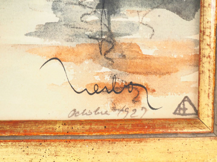 Fernand HERBO. "Chalutiers en Bretagne". Aquarelle signée en bas à dro