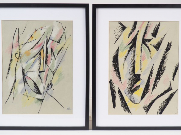 Pierre JOURDA. "Portraits 2 et 3". Paire de dessins. Dim. à vue : 38 x