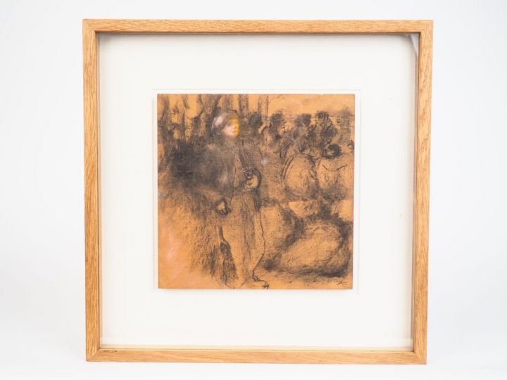 Kiki LACARRIERE. "Solitude de velours". Fusain et pastel sur papier si