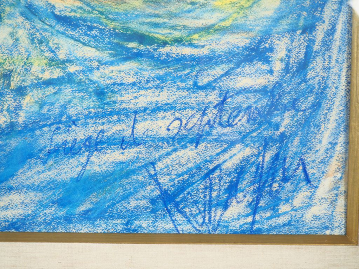 Jean MESSAGIER. "Siège de Septembre". Crayon gras de couleur sur papie