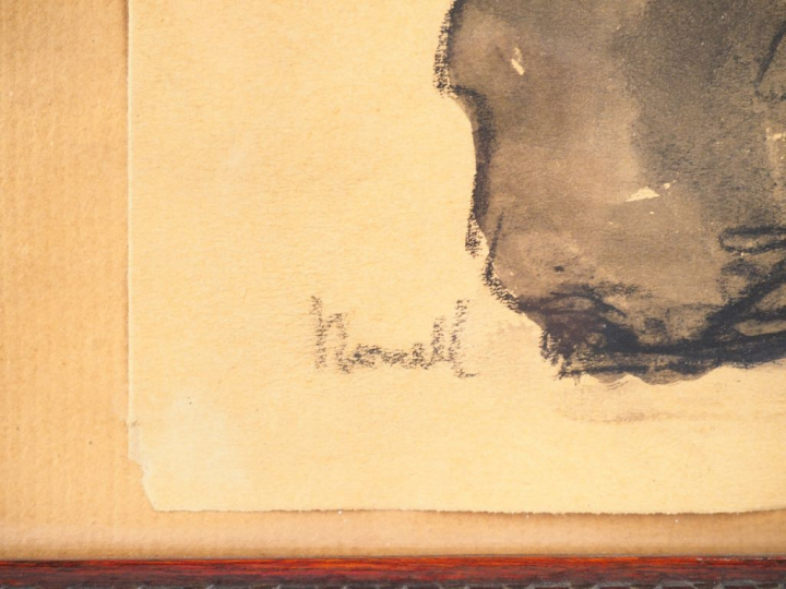Isidro NONELL.  "Etude pour deux personnages". 2 dessins en couleur da