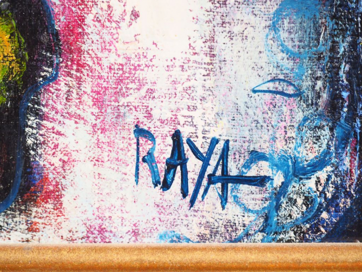 RAYA-SORKINE. "Scène de mariage". Huile sur toile, signée en bas à dro