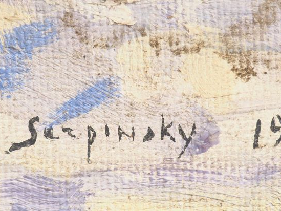 F. SERPINSKY. "Vue du port de la Rochelle". Huile sur isorel, signée e