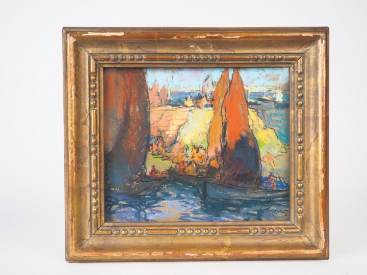 Ecole bretonne Xxème. "Marine". Pastel signé en bas à droite. Dim. 22,