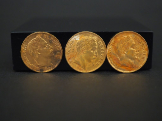 Vente aux enchères Trois pièces de 20 francs or, 1867-A (x2) et 1867-BB FRAIS ACHETEURS 5