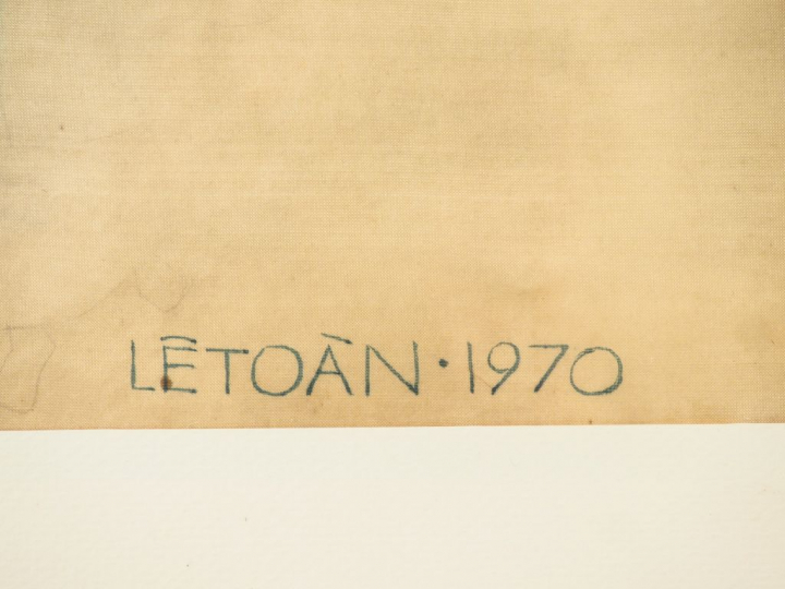 LE TOAN "Vie quotidenne au village". Aquarelle sur soie, signée en bas