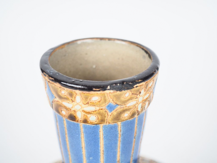 Vase pansu à col évasé en terre cuite vernissée de Bien Hoa, décor en 