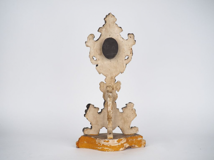 Reliquaire XVIIIème en argent repoussé à décor d'angelots, de rocaille