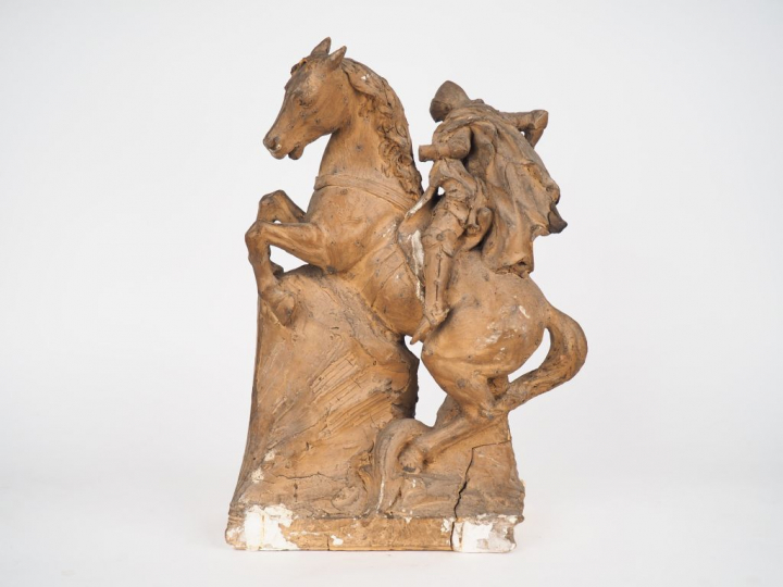 Ecole française XIXème. "Saint-Georges terrassant le dragon". Sculptur