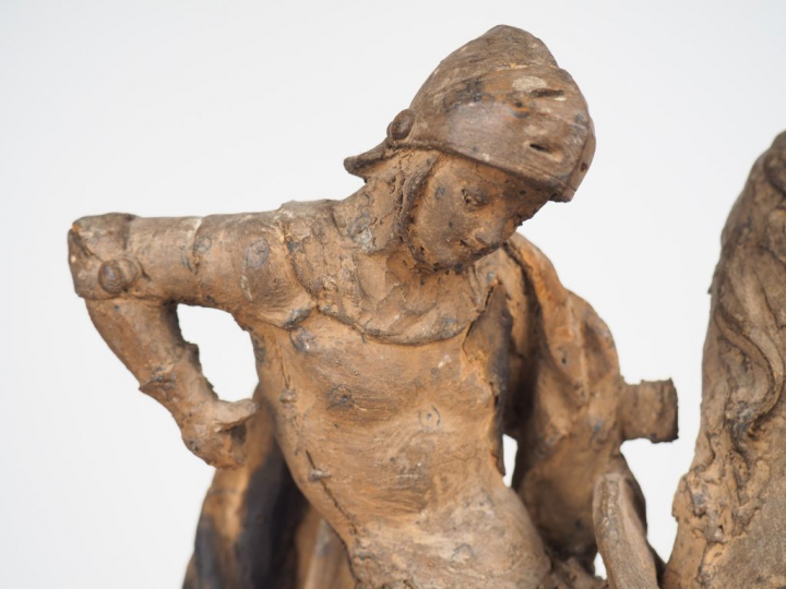 Ecole française XIXème. "Saint-Georges terrassant le dragon". Sculptur