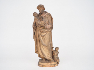 Vente aux enchères Ecole française XIXème. "Saint Joseph, l'enfant Jésus et Saint Jean Ba