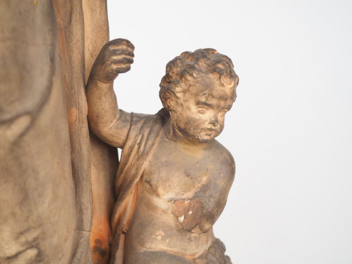 Ecole française XIXème. "Saint Joseph, l'enfant Jésus et Saint Jean Ba
