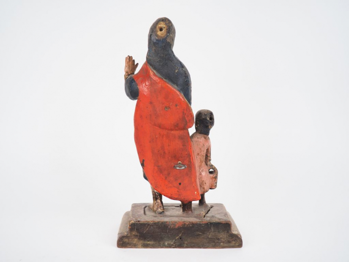 Ecole française XVIIIème. "Saint Joseph et l'enfant Jésus". Groupe en 