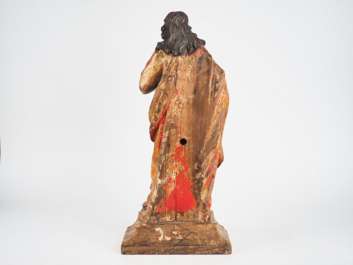 Sculpture fin XVIIIème début XIXème en bois polychrome "Saint Joseph" 