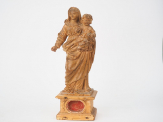 Vente aux enchères Ecole française fin XVIIIème - début XIXème  "Vierge à l'enfant" en bo