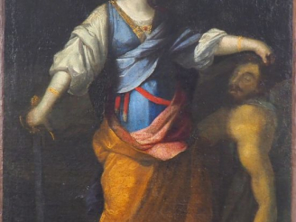 Vente aux enchères Ecole française XVIIème. "Judith et Holophèrne". Huile sur toile.  (ré