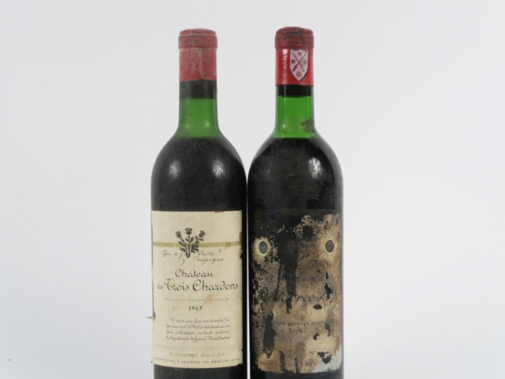 2 BOUTEILLES MARGAUX 1967 : 1 CHÂTEAU LABEGORCE ZEDE HEP -  1 CHÂTEAU 