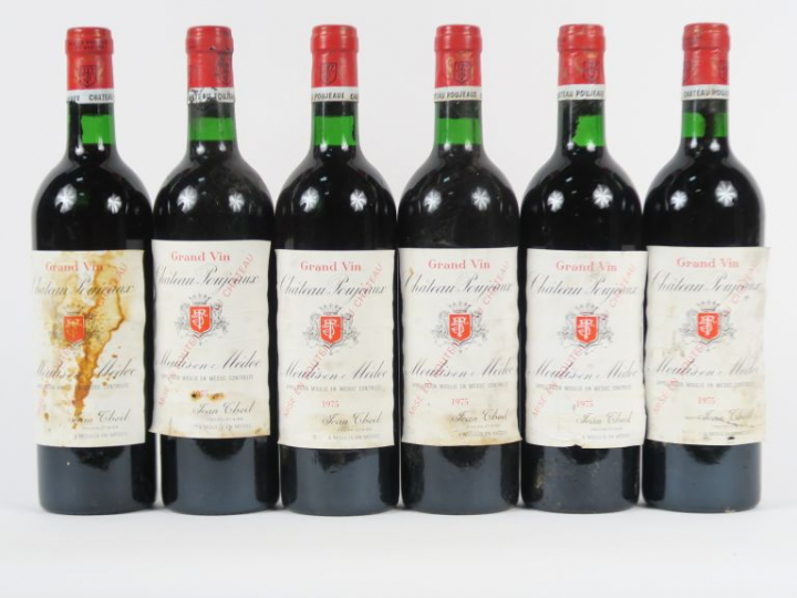 6 BOUTEILLES CHÂTEAU POUJEAUX MOULIS - 1975 - BG/1 ET