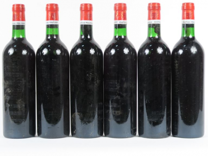6 BOUTEILLES CHÂTEAU POUJEAUX MOULIS - 1975 - BG/SE/PRÉSUMÉES