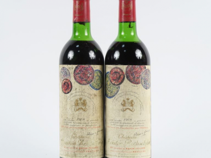 2 BOUTEILLES CHÂTEAU MOUTON ROTHSCHILD 1er GCC PAUILLAC - 1978 - HEP/E