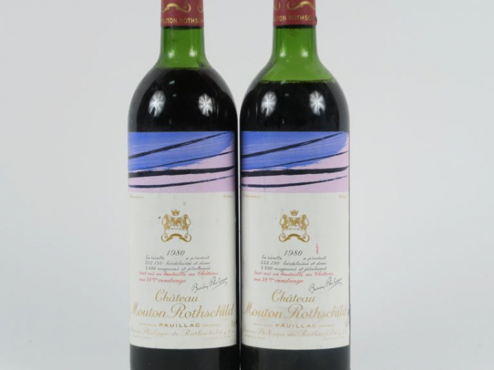 2 BOUTEILLES CHÂTEAU MOUTON ROTHSCHILD 1er GCC PAUILLAC - 1980 - 1 LB/