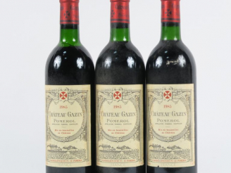 Vente aux enchères 3 BOUTEILLES CHÂTEAU GAZIN POMEROL - 1985 - 2 BG/1 LB