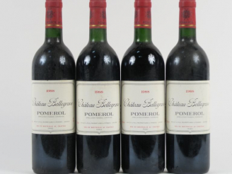 Vente aux enchères 4 BOUTEILLES CHÂTEAU BELLEGRAVE POMEROL - 1988 - BG