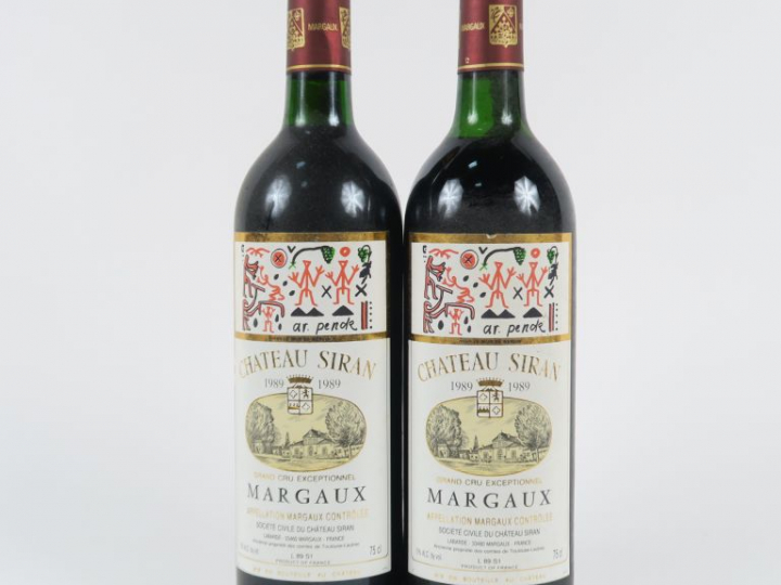 2 BOUTEILLES CHÂTEAU SIRAN MARGAUX - 1989 - 1 BG/1 LB