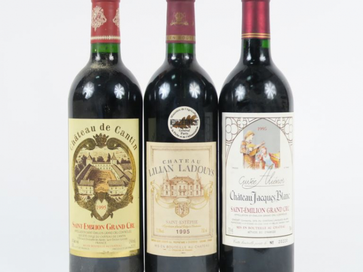 3 BOUTEILLES : 1 CHÂTEAU LILIAN LADOUYS ST ESTEPHE 1995 - 1 CHÂTEAU JA