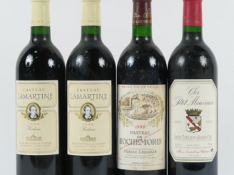Vente aux enchères 4 BOUTEILLES : 2 CHÂTEAU LAMARTINE BORDEAUX 1990 - 1 CHÂTEAU DE ROCHEM