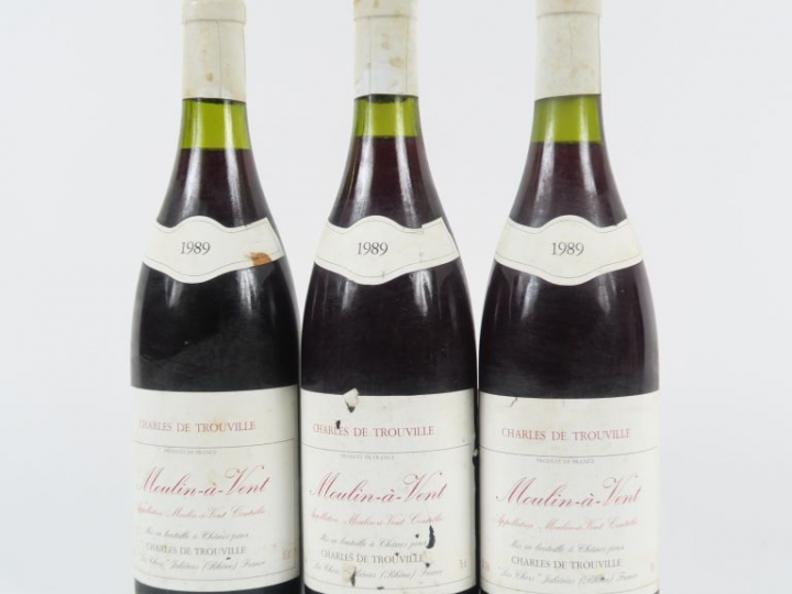 3 BOUTEILLES MOULIN A VENT CHARLES DE TROUVILLE - 1989