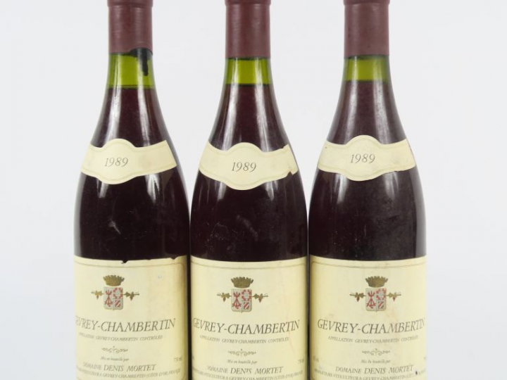 3 BOUTEILLES GEVREY CHAMBERTIN DOMAINE DENIS MORTET - 1989