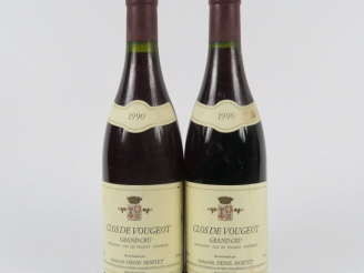 Vente aux enchères 2 BOUTEILLES CLOS DE VOUGEOT GC DOMAINE DENIS MORTET - 1990