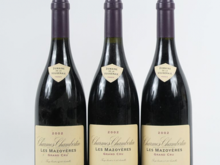 3 BOUTEILLES CHARMES CHAMBERTIN GC 'LES MAZOYERES' DOMAINE DE LA VOUGE