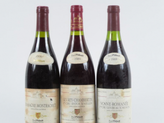 Vente aux enchères 3 BOUTEILLES PAUL PIDAULT : 1 CHASSAGNE MONTRACHET 1990 - 1 GEVREY CHA