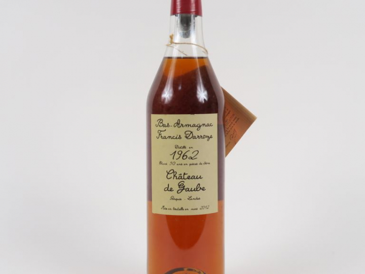 1 BOUTEILLE BAS ARMAGNAC CHÂTEAU DE GAUBE FRANCIS DARROZE 44° - 1962 -