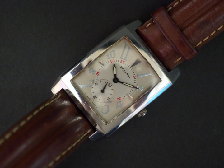 ZENITH, Port Royal V.  Montre bracelet d’homme en acier. Boitier recta