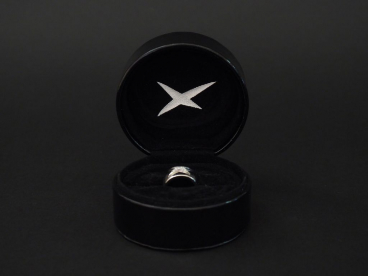 MAUBOUSSIN. Bague jonc en or blanc, à décor d'une étoile sertie de pet