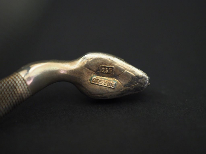 Bracelet souple en argent, maille dite « tubogaz » en forme de serpent