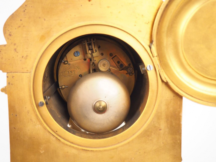 Cartel Napoléon III de style Louis XIV en bronze doré et plaques de cr