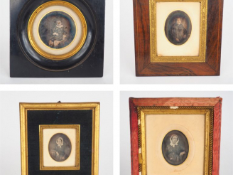 Vente aux enchères 4 daguérréotypes XIXème "portraits", datés au dos.