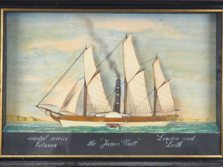 Diorama anglais fin XIXème début Xxème représentant un navire à voile 