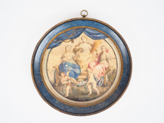 Vente aux enchères Ecole italienne XVIIIème. "Projet d'éventail". Gouache sur papier. Dia