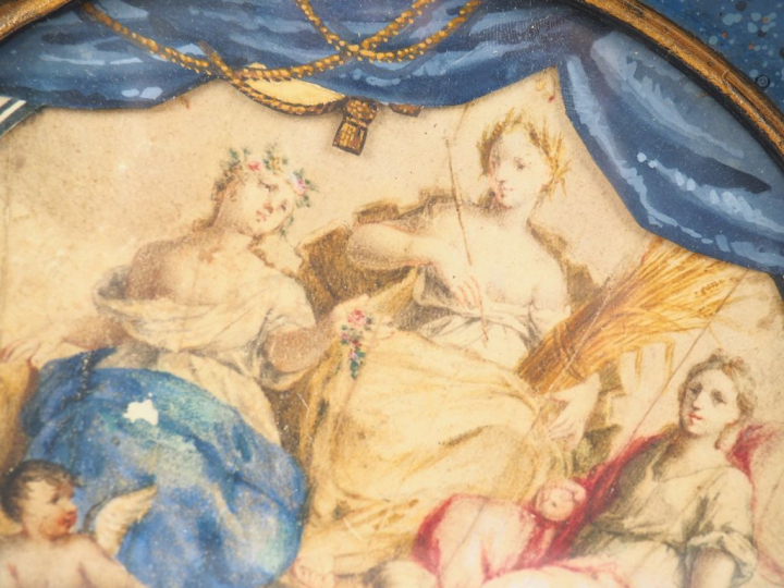 Ecole italienne XVIIIème. "Projet d'éventail". Gouache sur papier. Dia