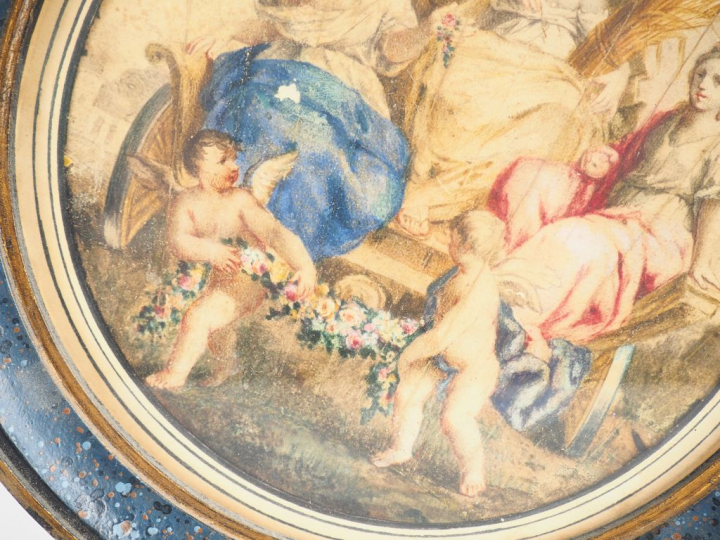 Ecole italienne XVIIIème. "Projet d'éventail". Gouache sur papier. Dia