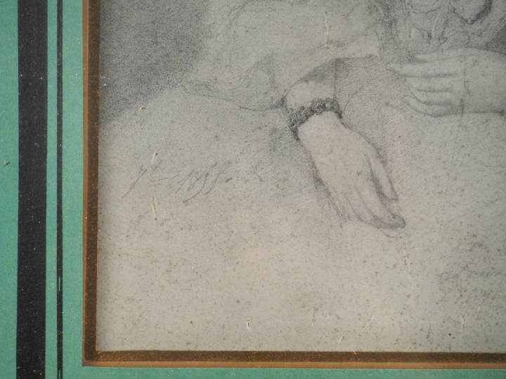 Ecole française XIXème. "Portrait de femme". Dessin au crayon. Dim. 23